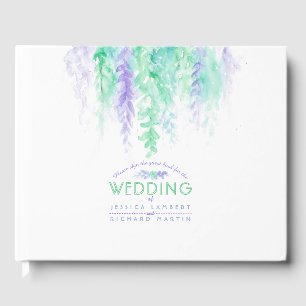 Gästebuch für Hochzeiten lila grüne Blume