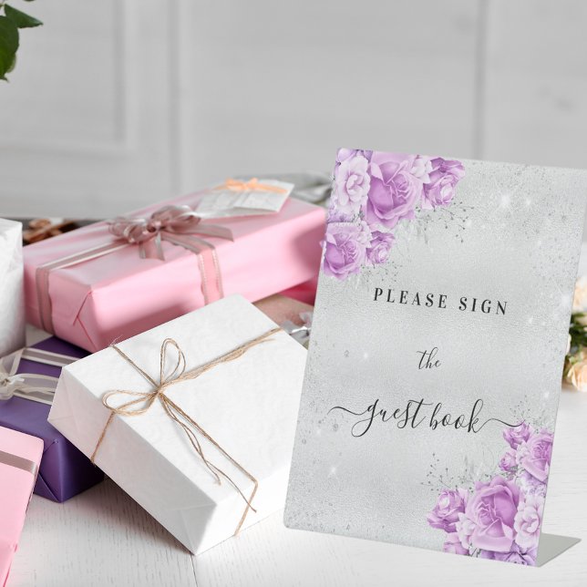 Gästebuch für Silberpink-Blume zum Geburtstag Sockelschild (Von Creator hochgeladen)