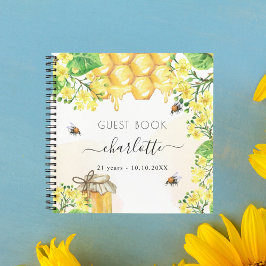 Gästebuch Geburtstag Bienen Honig gelbe Florale Notizbuch