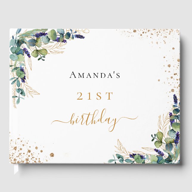 Gästebuch Geburtstag Eukalyptus Grüne (Vorderseite)