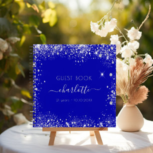 Gästebuch Geburtstag königsblau silber Glitzer Notizbuch