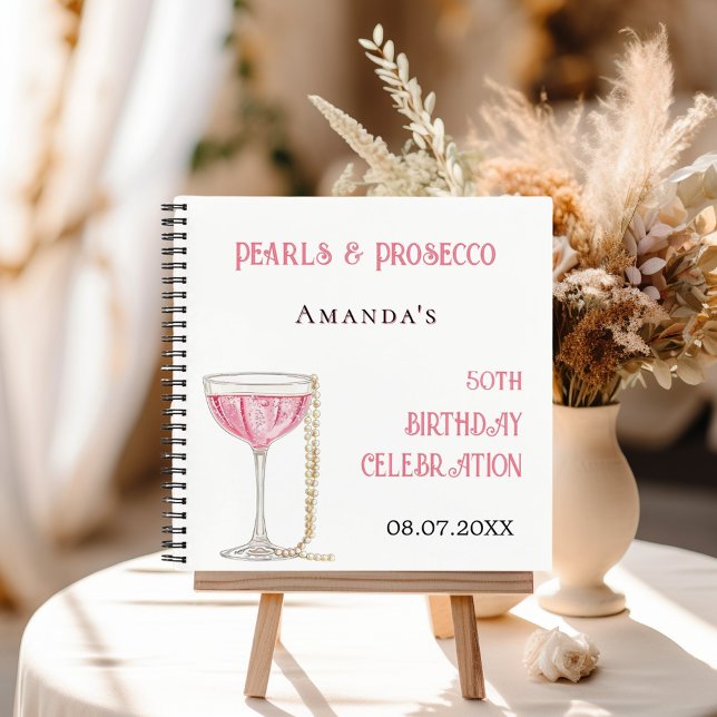 Gästebuch Geburtstag Perle Prosecco pink Notizbuch (Von Creator hochgeladen)