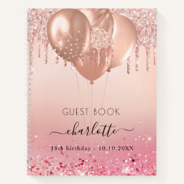 Gästebuch Geburtstag Rosa Rosa Gold Glitzer Notizbuch