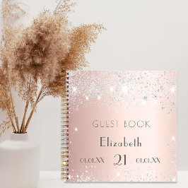 Gästebuch Geburtstag Rose Gold Silber Glitzer Name Notizbuch
