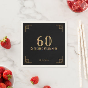 Gästebuch Geburtstag Schwarz Gold Art Deco Serviette