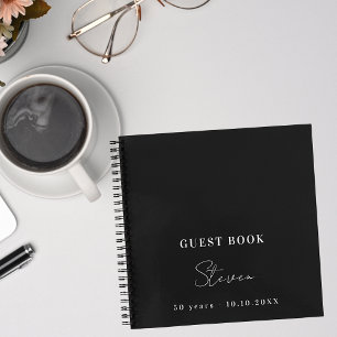 Gästebuch Geburtstag Schwarz-weißer Name Einfacher Notizbuch