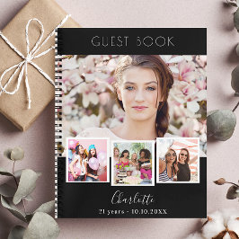 Gästebuch Geburtstag Schwarz-weißes Foto Collage Notizbuch