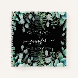 Gästebuch Geburtstag schwarze Eukalyptuswälder Notizbuch