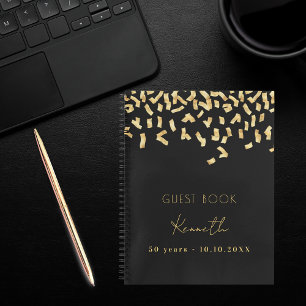 Gästebuch Geburtstag schwarzes Gold Konfetti Notizbuch