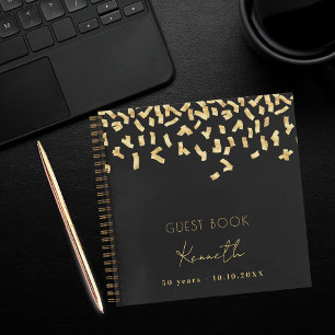 Gästebuch Geburtstag schwarzes Gold Konfetti Notizbuch