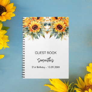 Gästebuch Geburtstag Sonnenblumen Aquarell Notizblock