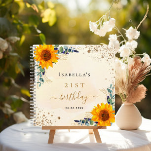 Gästebuch Geburtstag Sonnenblumen eucalyptus golde Notizbuch
