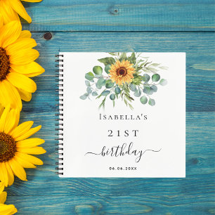 Gästebuch Geburtstag Sonnenblumen Eukalyptus Notizbuch