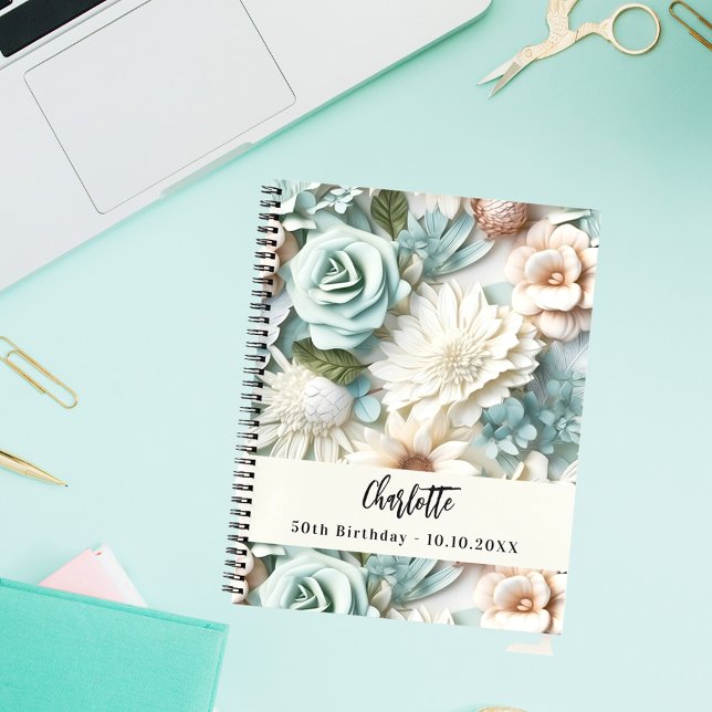 Gästebuch Geburtstag staubige grüne Creme Name Notizblock (Von Creator hochgeladen)