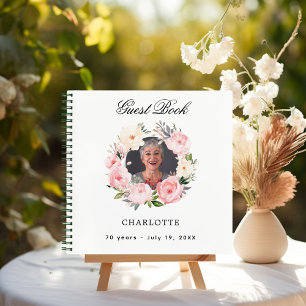 Gästebuch Geburtstag weiß Blumenfoto Notizbuch