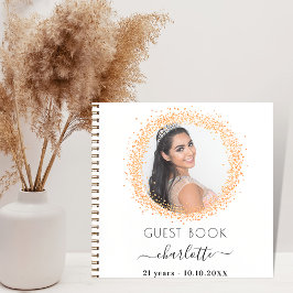 Gästebuch Geburtstag Weißgold Glitzer Foto Notizbuch
