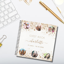 Gästebuch Geburtstag Weißgold Glitzer Name Foto Notizbuch