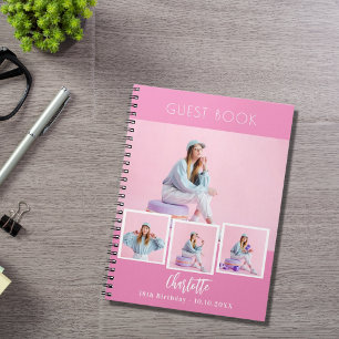 Gästebuch Geburtstags Rosa Foto Collage Girl Notizblock