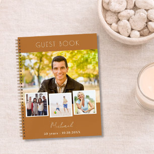 Gästebuch Geburtstagskupfer-braune Foto-Collage Notizbuch