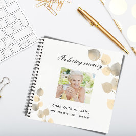 Gästebuch-Gedenkfeier ecalyptus golden Notizbuch