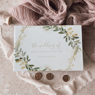 Gästebuch Geometric Gold Greenery Hochzeit im Herb