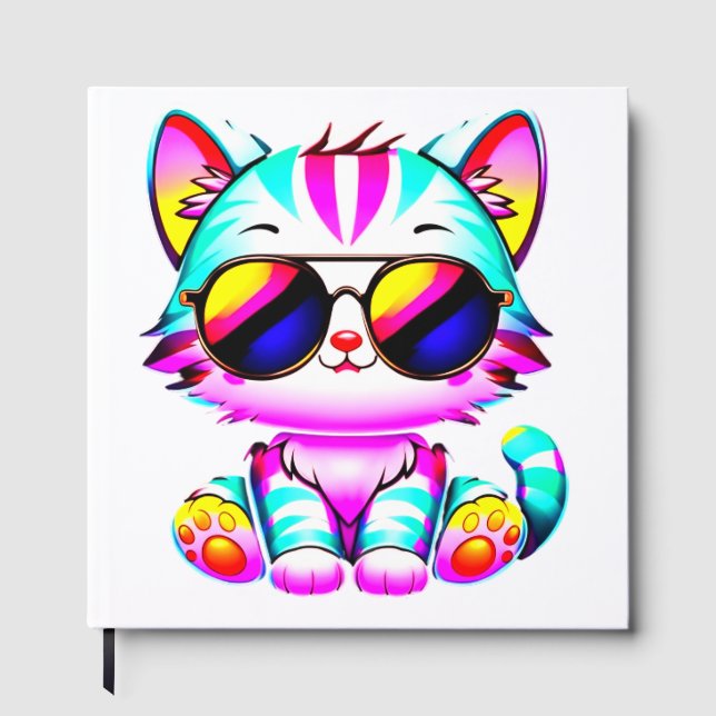 Gästebuch..."Groovy Neon Cat Wall Art - Lebhaft Gästebuch (Vorderseite)