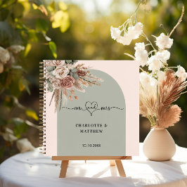 Gästebuch Hochzeit Frau Herz rosa Bogen Salbei Notizbuch
