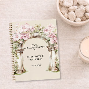 Gästebuch Hochzeit mehr Herz rosa Floralbogen Boge Notizbuch