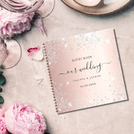 Gästebuch Hochzeit Rose Gold silber Glitzern Notizbuch