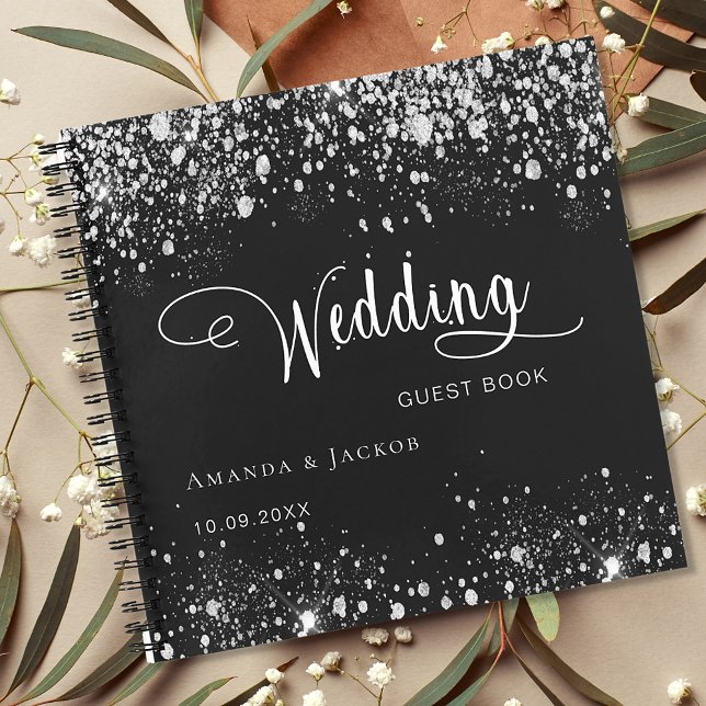 Gästebuch Hochzeit schwarz silber Glitzer Namen Notizbuch (Von Creator hochgeladen)