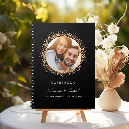 Gästebuch Hochzeit schwarze Rose Gold Foto Budget Notizblock