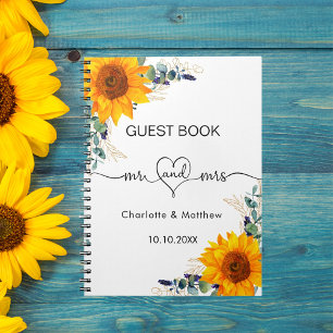 Gästebuch Hochzeit Sonnenblumen Eukalyptus mr mrs Notizblock