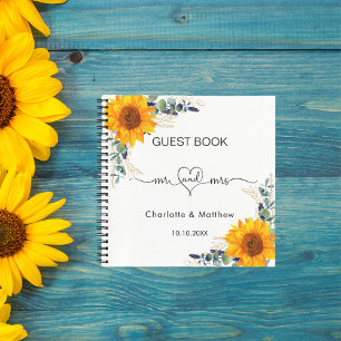 Gästebuch Hochzeit Sonnenblumen Eukalyptus mr mrs Notizbuch