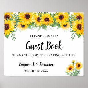 Gästebuch Hochzeit Sonnenblumen Grün Zeichen