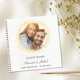 Gästebuch Hochzeit Weißgold Glitzer Foto Notizbuch