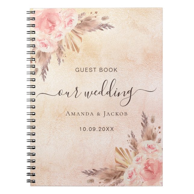 Gästebuch Hochzeitpampas-Rose Notizblock (Vorderseite)