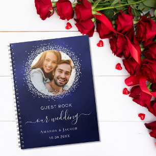 Gästebuch Hochzeitsnacht blaue silberne Glitzer Fo Notizbuch