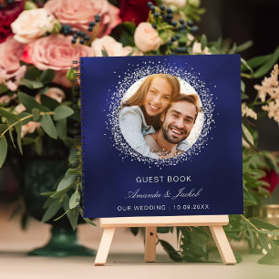 Gästebuch Hochzeitsnacht blaue silberne Glitzer Fo Notizbuch