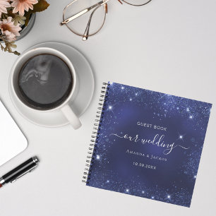 Gästebuch Hochzeitsnacht blauer Glitzer Staub Notizbuch