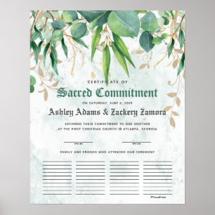Gästebuch-Hochzeitszertifikat für Sacred Commitmen Poster