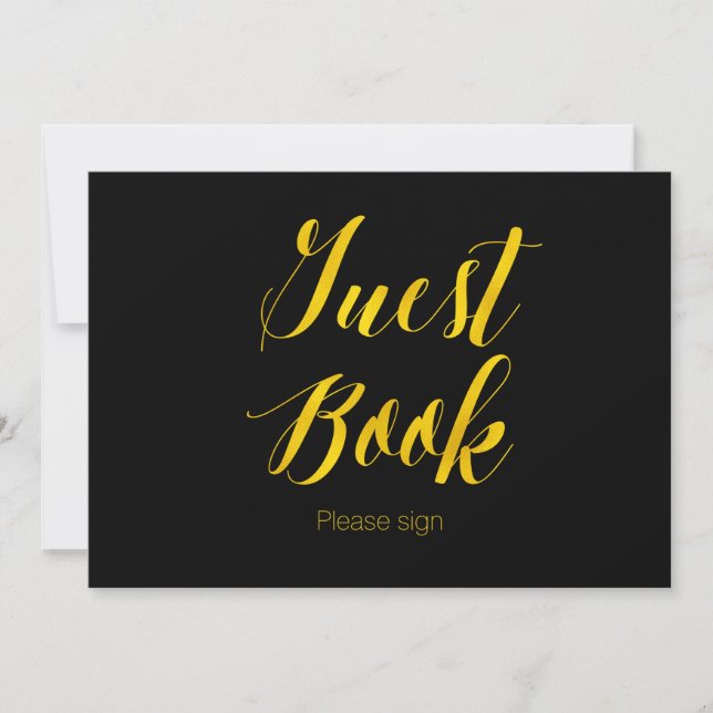 "Gästebuch" Imitate Gold Foil Chic Wedding Sign Einladung (Vorderseite)