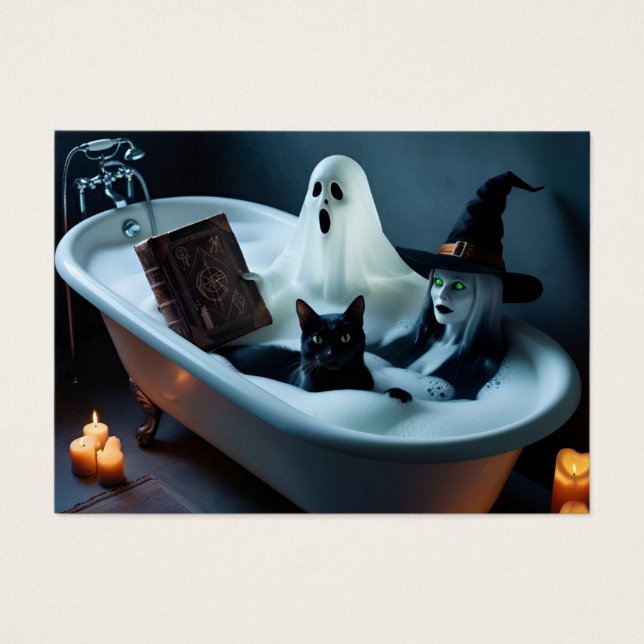 Gästebuch in Badewanne und schwarze Katze in Bubbl (Vorderseite)