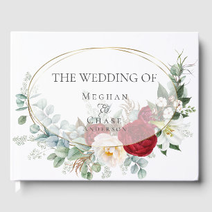 Gästebuch   Ivory Burgundy Peony Floral