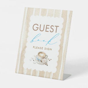 Gästebuch Kaffee Junge Baby Shower Tischschild Sockelschild