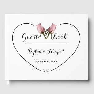 Gästebuch mit 2 rosa Rosen und Herz