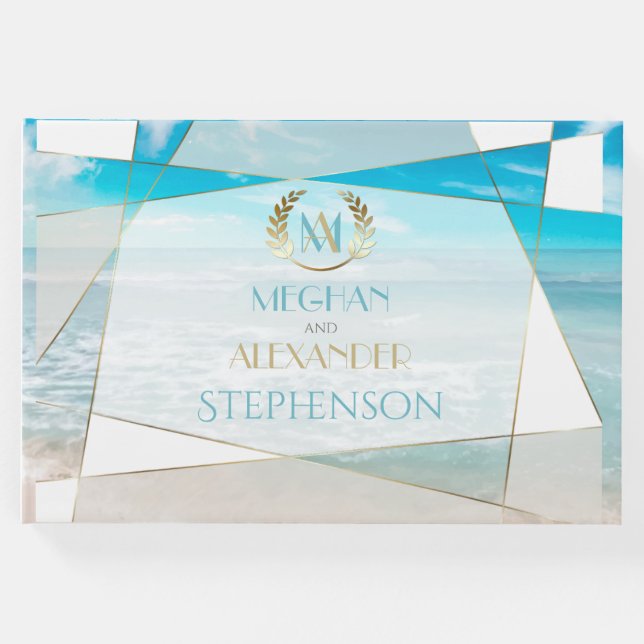 Gästebuch | Moderne Geometrie für Monogramm (Vorderseite)