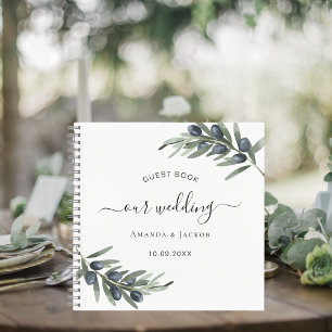 Gästebuch Oliven Blätter Grün Weiße Hochzeit Notizbuch