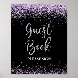 Gästebuch Party Signi Lila & Silver Confetti