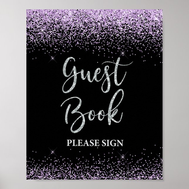 Gästebuch Party Signi Lila & Silver Confetti (Vorne)