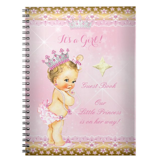 Gästebuch Princess Baby Dusche Pink Blonde Girl Notizblock (Vorderseite)